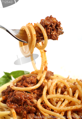 Image of Spaghetti bolognese on a fork