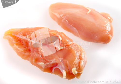 Image of Raw chicken breasts on white