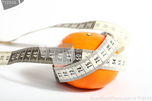 Image of Metric tape measure and tangerine