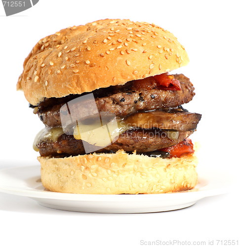 Image of Mushroom burger with tomato and cheese