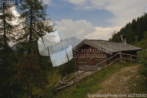 Image of Path and cabin in the Italian Alps
