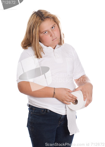 Image of Girl Holding Toilet Paper