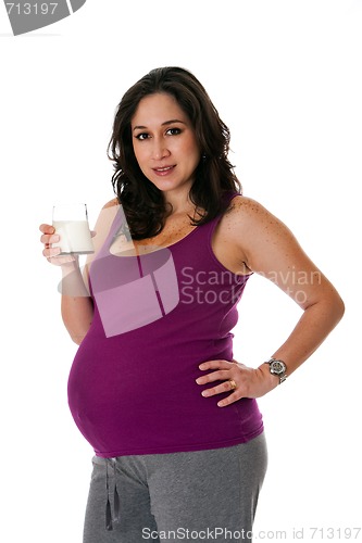 Image of Healthy pregnant woman with milk