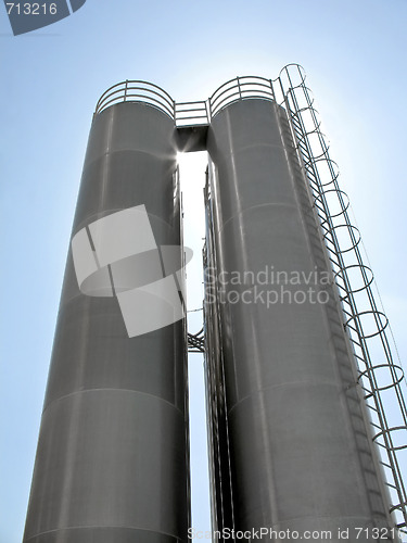 Image of High tanks of silvery color