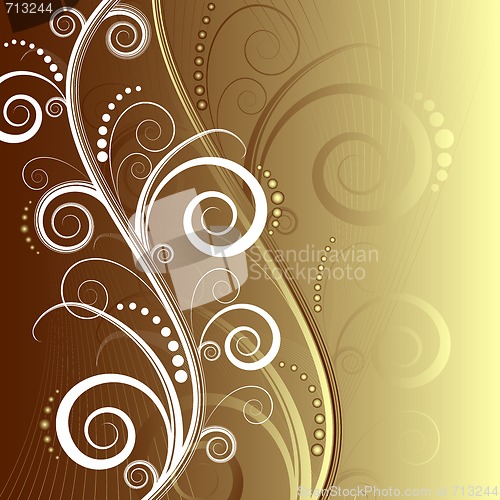 Image of Abstract floral  elegant brown and white decorative background 