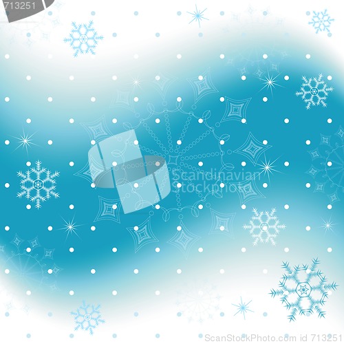 Image of Blue christmas background with snowflakes