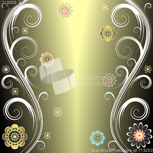 Image of Abstract floral  elegant silvery decorative frame 