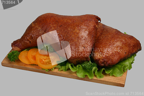 Image of Smoked chicken on wooden board 2