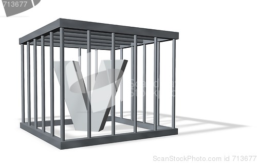 Image of big V in a cage