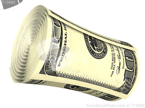Image of Rolled dollar banknote isolated