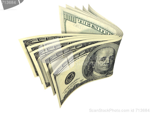 Image of Stack of dollar banknote isolated