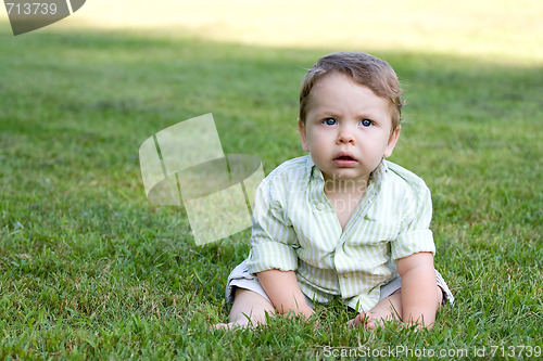 Image of Cute Baby in the Grass