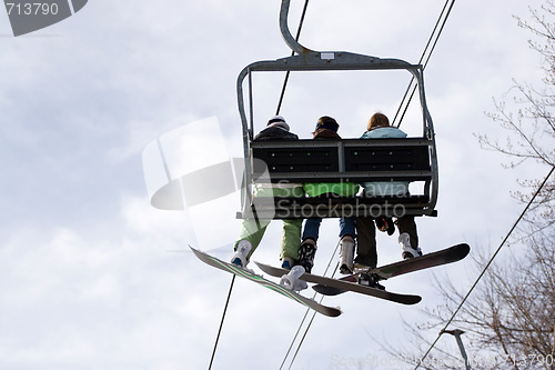 Image of Snowboarding Ski Lift