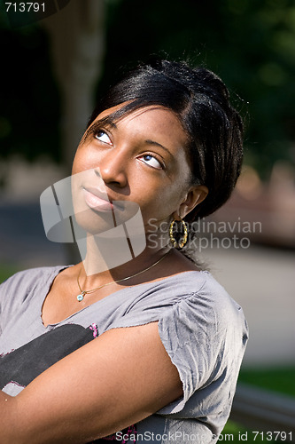 Image of Young Woman Thinking