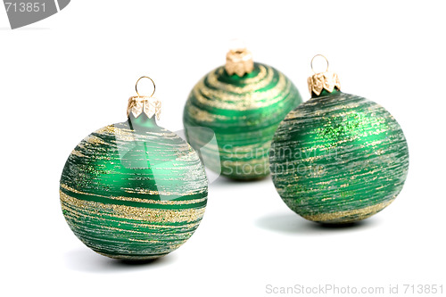 Image of three green christmas balls