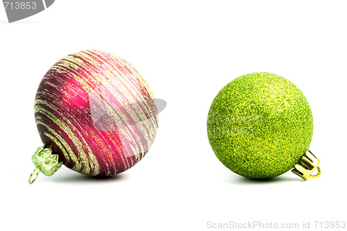 Image of two glass christmas balls