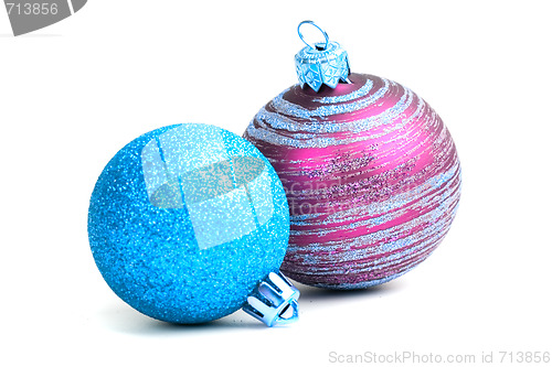 Image of two glass christmas balls