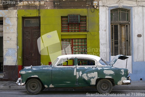 Image of Old vintage car on the street.  Havana, Cuba