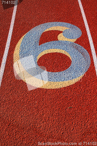 Image of Number Six on a Running Lane