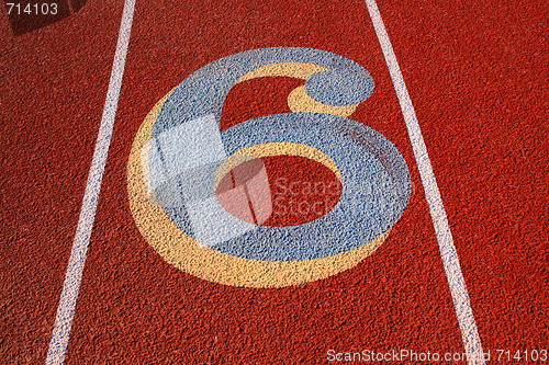 Image of Number Six on a Running Lane