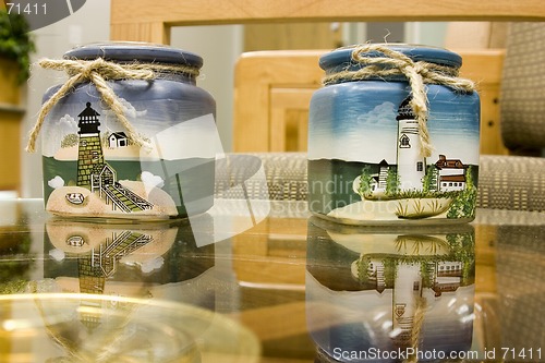 Image of Lighthouse Candle Holders on glass table
