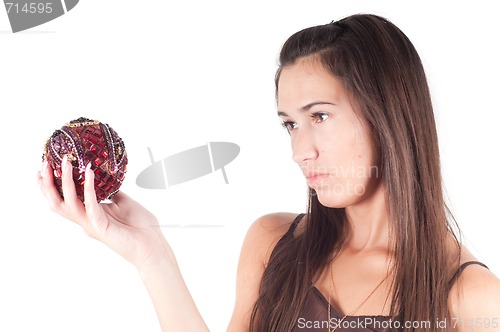 Image of Brunette with christmas decoration