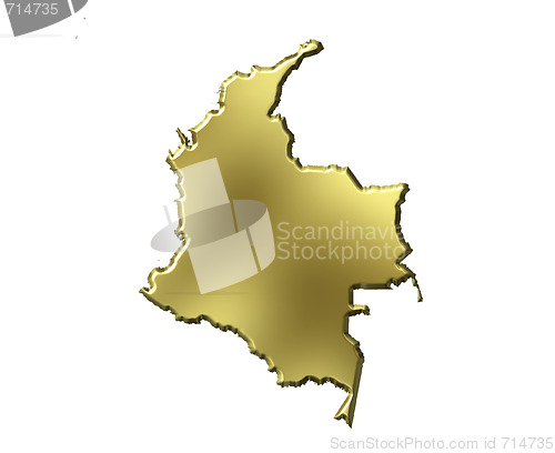 Image of Colombia 3d Golden Map