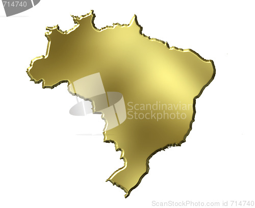 Image of Brazil 3d Golden Map