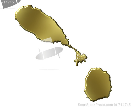 Image of Saint Kitts and Nevis 3d Golden Map