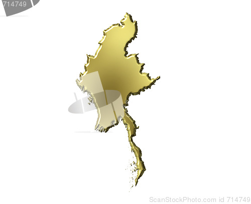 Image of Myanmar 3d Golden Map