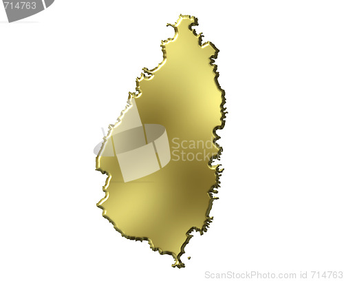 Image of Saint Lucia 3d Golden Map