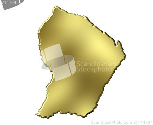 Image of French Guiana 3d Golden Map