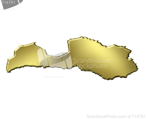 Image of Latvia 3d Golden Map