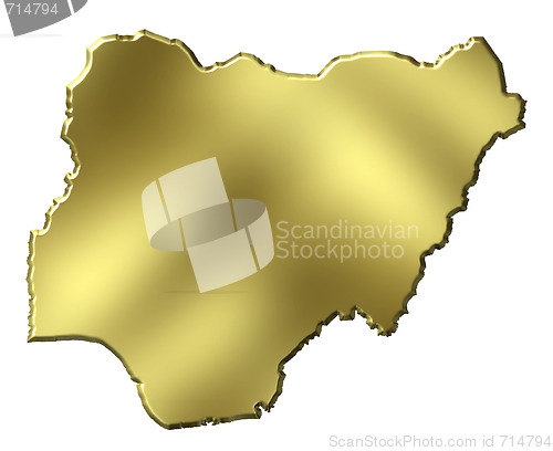 Image of Nigeria 3d Golden Map