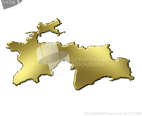 Image of Tajikistan 3d Golden Map