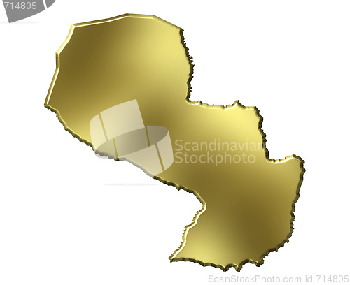 Image of Paraguay 3d Golden Map