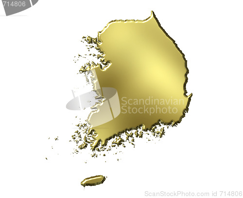 Image of South Korea 3d Golden Map