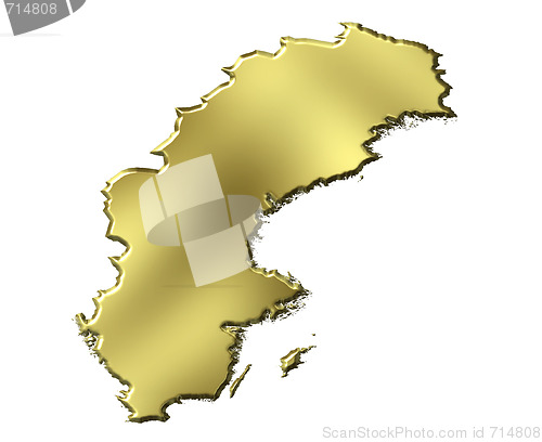 Image of Sweden 3d Golden Map