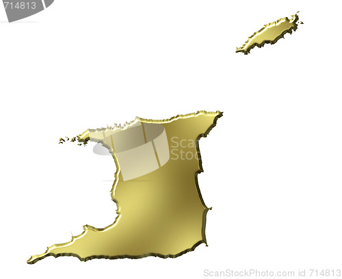 Image of Trinidad and Tobago 3d Golden Map