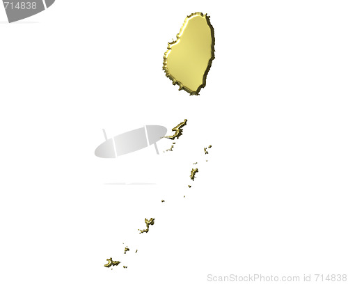 Image of Saint Vincent and the Grenadines 3d Golden Map