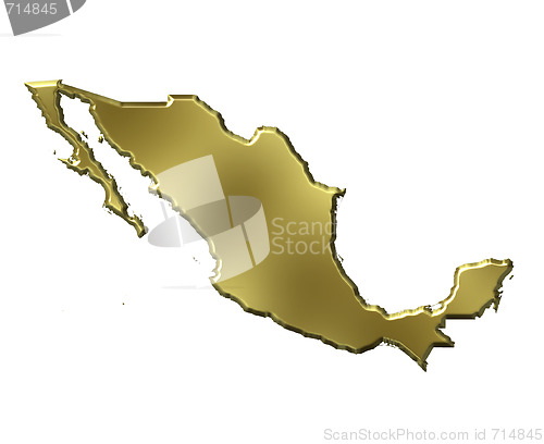 Image of Mexico 3d Golden Map