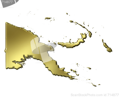 Image of Papua New Guinea 3d Golden Map