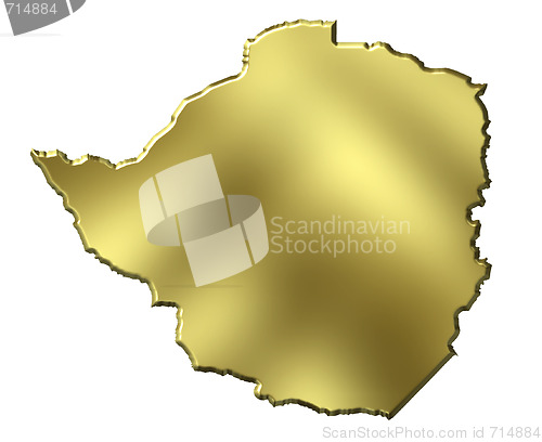 Image of Zimbabwe 3d Golden Map