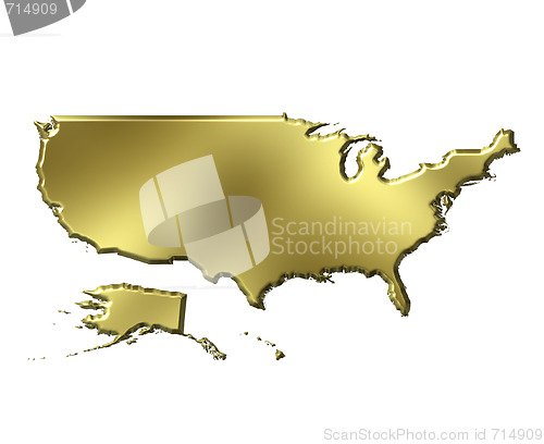Image of USA 3d Golden Map