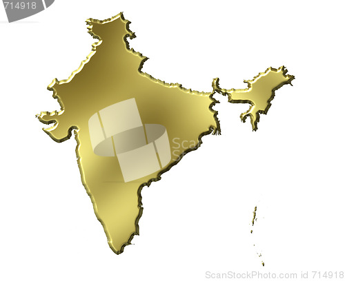 Image of India 3d Golden Map