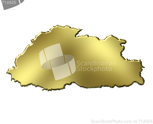 Image of Bhutan 3d Golden Map