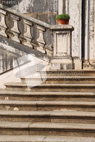 Image of Architectural detail of a antique staircase with stone steps