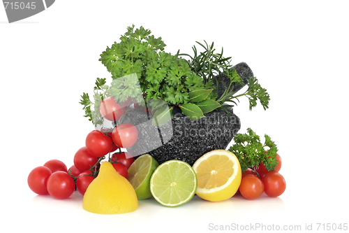 Image of Herbs Leaves, Fruit and Tomatoes