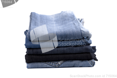 Image of stack of blue jeans
