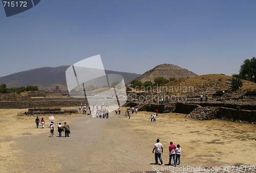 Image of Pyramid of the Sun in Teotihuacan pyramid complex in Mexico